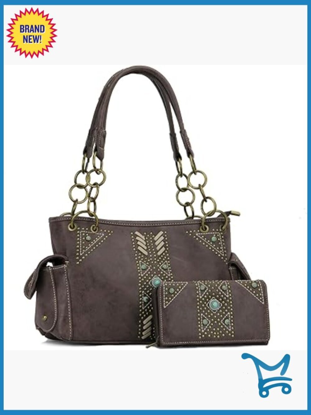 Leather Satchel Tote with Concealed Carry Pocket and Wallet Set